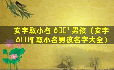 安字取小名 🌹 男孩（安字 🐶 取小名男孩名字大全）